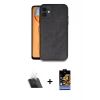 MARSİLYAN™- iPhone 11 Kılıf Kıvılcım Işık Serisi - Siyah Buffer Hayalet Cam Ekran Koruyucu + Şeffaf Kamera Lens Koruma Cam