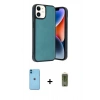 MARSİLYAN™- iPhone 11 Kılıf Kıvılcım Işık Serisi - Siyah Joko Magic 5D Hayalet Cam + Neon Fosforlu Kamera Lens - MI