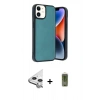 MARSİLYAN™- iPhone 11 Kılıf Kıvılcım Işık Serisi - Siyah Joko Magic 5D Hayalet Cam + Raze Metal Kamera Lens - GS
