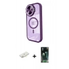 MARSİLYAN™- iPhone 11 Kılıf Kıvılcım Modern Koleksiyonu - Şeffaf 360 Full Body Arka Koruyucu + Sarı Renkli Kamera Lens Koruma Cam