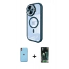 MARSİLYAN™- iPhone 11 Kılıf Kıvılcım Modern Koleksiyonu - Şeffaf 360 Full Body Arka Koruyucu + Neon Fosforlu Kamera Lens - TU