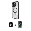 MARSİLYAN™- iPhone 11 Kılıf Kıvılcım Modern Koleksiyonu - Şeffaf 360 Full Body Arka Koruyucu + Turuncu PVD Metal Kamera Lens