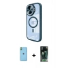 MARSİLYAN™- iPhone 11 Kılıf Kıvılcım Modern Koleksiyonu - Şeffaf 360 Full Body Arka Koruyucu + Neon Fosforlu Kamera Lens - YL