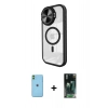 MARSİLYAN™- iPhone 11 Kılıf Kıvılcım Modern Koleksiyonu - Şeffaf 360 Full Body Arka Koruyucu + Neon Fosforlu Kamera Lens - YL