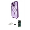 MARSİLYAN™- iPhone 11 Kılıf Kıvılcım Modern Koleksiyonu - Şeffaf 360 Full Body Arka Koruyucu + Renkli Kamera Lens Koruma Cam - YL