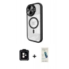 MARSİLYAN™- iPhone 11 Kılıf Kıvılcım Modern Koleksiyonu - Şeffaf Pasifik Cam Ekran Koruyucu + PVD Metal Kamera Lens - TU