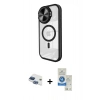 MARSİLYAN™- iPhone 11 Kılıf Kıvılcım Modern Koleksiyonu - Şeffaf Royal Nano Ekran Koruyucu + Lacivert Pers Alüminyum Kamera Lens