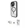 MARSİLYAN™- iPhone 11 Kılıf Kıvılcım Modern Koleksiyonu - Şeffaf Uv Polymer Nano Ekran Koruyucu + Pers Alüminyum Kamera Lens - GD