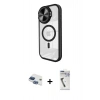 MARSİLYAN™- iPhone 11 Kılıf Kıvılcım Modern Koleksiyonu - Şeffaf Uv Polymer Nano Ekran Koruyucu + Pers Alüminyum Kamera Lens - LT