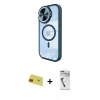 MARSİLYAN™- iPhone 11 Kılıf Kıvılcım Modern Koleksiyonu - Şeffaf Uv Polymer Nano Ekran Koruyucu + Rainbow Kamera Lens Koruma Cam - KI
