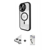MARSİLYAN™- iPhone 11 Kılıf Kıvılcım Modern Koleksiyonu - Şeffaf Uv Polymer Nano Ekran Koruyucu + Raze Metal Kamera Lens - GS
