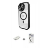 MARSİLYAN™- iPhone 11 Kılıf Kıvılcım Modern Koleksiyonu - Şeffaf Uv Polymer Nano Ekran Koruyucu + Renkli Kamera Lens Koruma Cam - SI