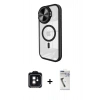MARSİLYAN™- iPhone 11 Kılıf Kıvılcım Modern Koleksiyonu - Şeffaf Uv Polymer Nano Ekran Koruyucu + Siyah PVD Metal Kamera Lens
