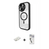 MARSİLYAN™- iPhone 11 Kılıf Kıvılcım Modern Koleksiyonu - Şeffaf Uv Polymer Nano Ekran Koruyucu + Renkli Kamera Lens Koruma Cam - TU