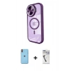 MARSİLYAN™- iPhone 11 Kılıf Kıvılcım Modern Koleksiyonu - Şeffaf Uv Polymer Nano Ekran Koruyucu + Neon Fosforlu Kamera Lens - TU