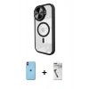 MARSİLYAN™- iPhone 11 Kılıf Kıvılcım Modern Koleksiyonu - Şeffaf Uv Polymer Nano Ekran Koruyucu + Neon Fosforlu Kamera Lens - TU