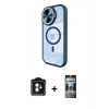 MARSİLYAN™- iPhone 11 Kılıf Kıvılcım Modern Koleksiyonu - Siyah 34D Hayalet Izgaralı Cam + PVD Metal Kamera Lens - MI