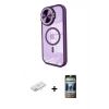 MARSİLYAN™- iPhone 11 Kılıf Kıvılcım Modern Koleksiyonu - Siyah 34D Hayalet Izgaralı Cam + Renkli Kamera Lens Koruma Cam - PE