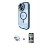 MARSİLYAN™- iPhone 11 Kılıf Kıvılcım Modern Koleksiyonu - Siyah 34D Hayalet Izgaralı Cam + Pers Alüminyum Kamera Lens - GI