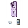 MARSİLYAN™- iPhone 11 Kılıf Kıvılcım Modern Koleksiyonu - Siyah 34D Hayalet Izgaralı Cam + Pers Alüminyum Kamera Lens - GI