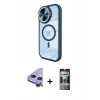 MARSİLYAN™- iPhone 11 Kılıf Kıvılcım Modern Koleksiyonu - Siyah 34D Hayalet Izgaralı Cam + Raze Metal Kamera Lens - MR