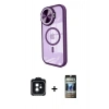 MARSİLYAN™- iPhone 11 Kılıf Kıvılcım Modern Koleksiyonu - Siyah 34D Hayalet Izgaralı Cam + PVD Metal Kamera Lens - SH