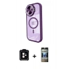 MARSİLYAN™- iPhone 11 Kılıf Kıvılcım Modern Koleksiyonu - Siyah 34D Hayalet Izgaralı Cam + PVD Metal Kamera Lens - TU