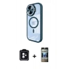 MARSİLYAN™- iPhone 11 Kılıf Kıvılcım Modern Koleksiyonu - Siyah 34D Hayalet Izgaralı Cam + PVD Metal Kamera Lens - YL
