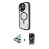 MARSİLYAN™- iPhone 11 Kılıf Kıvılcım Modern Koleksiyonu - Siyah 360 Mat Full Body Arka Koruyucu + Raze Metal Kamera Lens - KI