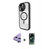 MARSİLYAN™- iPhone 11 Kılıf Kıvılcım Modern Koleksiyonu - Siyah 360 Mat Full Body Arka Koruyucu + Raze Metal Kamera Lens - MR