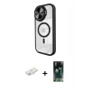MARSİLYAN™- iPhone 11 Kılıf Kıvılcım Modern Koleksiyonu - Siyah 360 Mat Full Body Arka Koruyucu + Renkli Kamera Lens Koruma Cam - SI