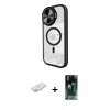 MARSİLYAN™- iPhone 11 Kılıf Kıvılcım Modern Koleksiyonu - Siyah 360 Mat Full Body Arka Koruyucu + Renkli Kamera Lens Koruma Cam - YL