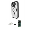 MARSİLYAN™- iPhone 11 Kılıf Kıvılcım Modern Koleksiyonu - Siyah 360 Mat Full Body Arka Koruyucu + Renkli Kamera Lens Koruma Cam - SI