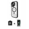 MARSİLYAN™- iPhone 11 Kılıf Kıvılcım Modern Koleksiyonu - Siyah 360 Mat Full Body Arka Koruyucu + PVD Metal Kamera Lens - SH