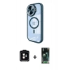 MARSİLYAN™- iPhone 11 Kılıf Kıvılcım Modern Koleksiyonu - Siyah 360 Mat Full Body Arka Koruyucu + Turuncu PVD Metal Kamera Lens