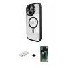 MARSİLYAN™- iPhone 11 Kılıf Kıvılcım Modern Koleksiyonu - Siyah 360 Mat Full Body Arka Koruyucu + Renkli Kamera Lens Koruma Cam - TU
