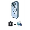 MARSİLYAN™- iPhone 11 Kılıf Kıvılcım Modern Koleksiyonu - Siyah 3D Antistatik Cam Ekran Koruyucu + PVD Metal Kamera Lens - MI