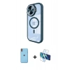 MARSİLYAN™- iPhone 11 Kılıf Kıvılcım Modern Koleksiyonu - Siyah 3D Antistatik Cam Ekran Koruyucu + Neon Fosforlu Kamera Lens - TU