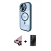 MARSİLYAN™- iPhone 11 Kılıf Kıvılcım Modern Koleksiyonu - Siyah 3D Antistatik Hayalet Cam Ekran Koruyucu + Raze Metal Kamera Lens - SH