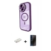 MARSİLYAN™- iPhone 11 Kılıf Kıvılcım Modern Koleksiyonu - Siyah 3D Antistatik Hayalet Cam Ekran Koruyucu + Renkli Kamera Lens Koruma Cam - YL