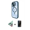MARSİLYAN™- iPhone 11 Kılıf Kıvılcım Modern Koleksiyonu - Siyah 3D Antistatik Hayalet Cam Ekran Koruyucu + Raze Metal Kamera Lens - KI