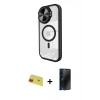 MARSİLYAN™- iPhone 11 Kılıf Kıvılcım Modern Koleksiyonu - Siyah 3D Antistatik Hayalet Cam Ekran Koruyucu + Rainbow Kamera Lens Koruma Cam - KI