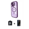 MARSİLYAN™- iPhone 11 Kılıf Kıvılcım Modern Koleksiyonu - Siyah 3D Antistatik Hayalet Cam Ekran Koruyucu + PVD Metal Kamera Lens - MI