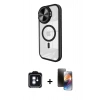 MARSİLYAN™- iPhone 11 Kılıf Kıvılcım Modern Koleksiyonu - Siyah 3D Antistatik Mat Seramik Nano Ekran Koruyucu + PVD Metal Kamera Lens - MI