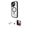 MARSİLYAN™- iPhone 11 Kılıf Kıvılcım Modern Koleksiyonu - Siyah 3D Antistatik Mat Seramik Nano Ekran Koruyucu + Renkli Kamera Lens Koruma Cam - TU