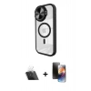 MARSİLYAN™- iPhone 11 Kılıf Kıvılcım Modern Koleksiyonu - Siyah 3D Antistatik Mat Seramik Nano Ekran Koruyucu + Kamera Lens Koruma Cam - SF