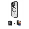 MARSİLYAN™- iPhone 11 Kılıf Kıvılcım Modern Koleksiyonu - Siyah 3D Antistatik Mat Seramik Nano Ekran Koruyucu + PVD Metal Kamera Lens - YL