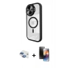 MARSİLYAN™- iPhone 11 Kılıf Kıvılcım Modern Koleksiyonu - Siyah 3D Antistatik Mat Seramik Nano Ekran Koruyucu + Pers Alüminyum Kamera Lens - GI