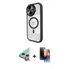 MARSİLYAN™- iPhone 11 Kılıf Kıvılcım Modern Koleksiyonu - Siyah 3D Antistatik Mat Seramik Nano Ekran Koruyucu + Raze Metal Kamera Lens - KI