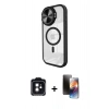 MARSİLYAN™- iPhone 11 Kılıf Kıvılcım Modern Koleksiyonu - Siyah 3D Antistatik Mat Seramik Nano Ekran Koruyucu + PVD Metal Kamera Lens - SH